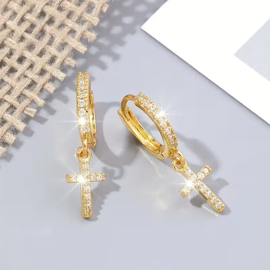 Boucles d'oreilles Croix en zirconium
