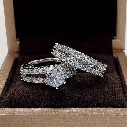 Ensemble de 2 bagues de mariage en zirconite