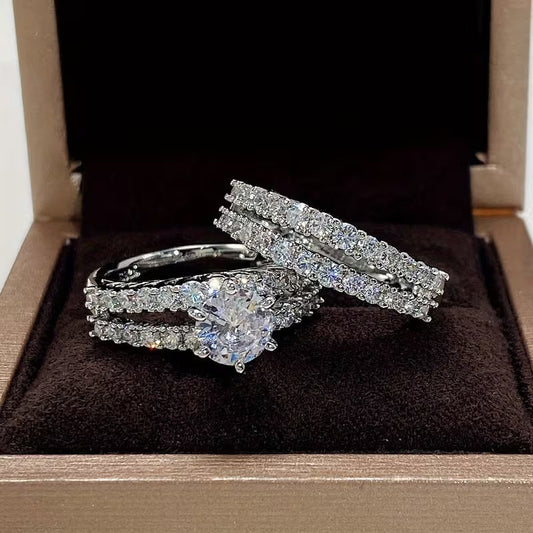 Ensemble de 2 bagues de mariage en zirconite