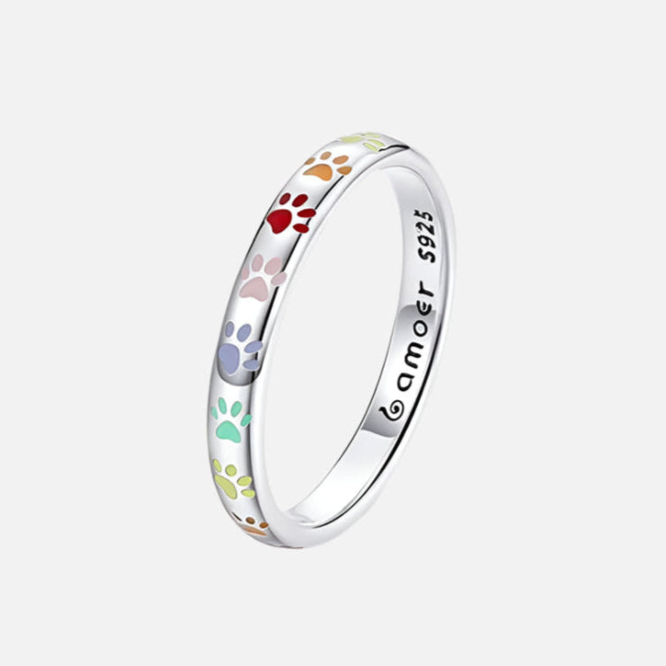 Bague avec Motif Patte en Argent Sterling
