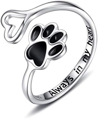 Bague Patte et Cœur Faite Main – Argent Sterling 925 Réglable