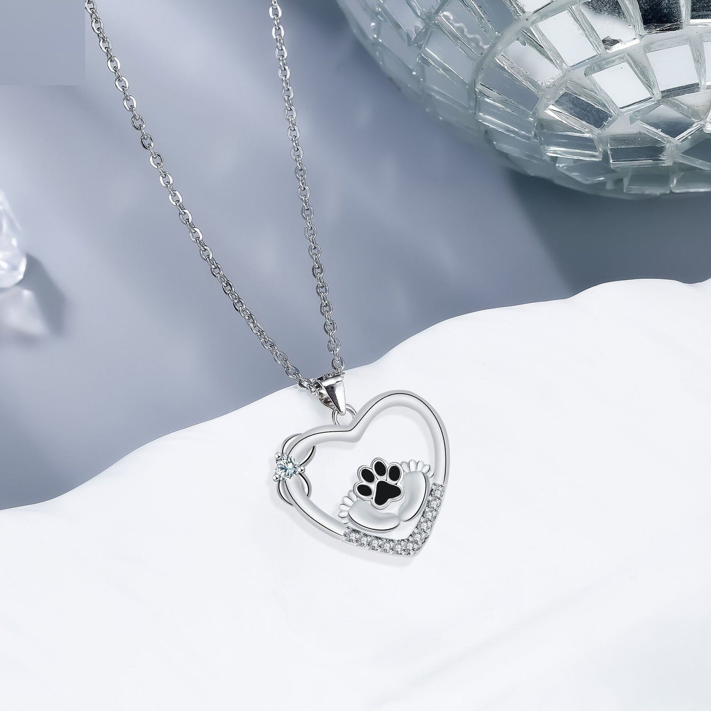 Collier Petites Pattes Empreinte Chien et Zircone