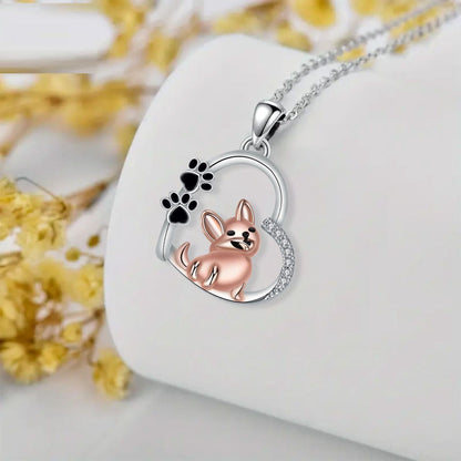 Collier Pendentif Chien Cœur Mignon