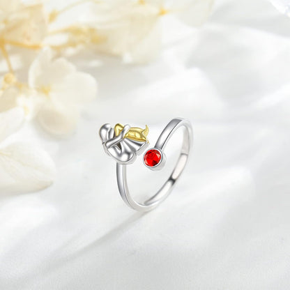 Bague Chien et Fille en Argent Sterling – Réglable et Symbolique