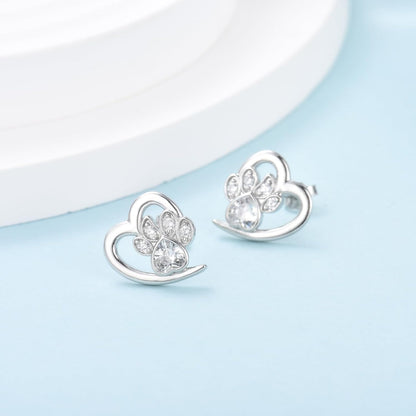 Boucles d'oreilles Patte et Cœur avec Zircone