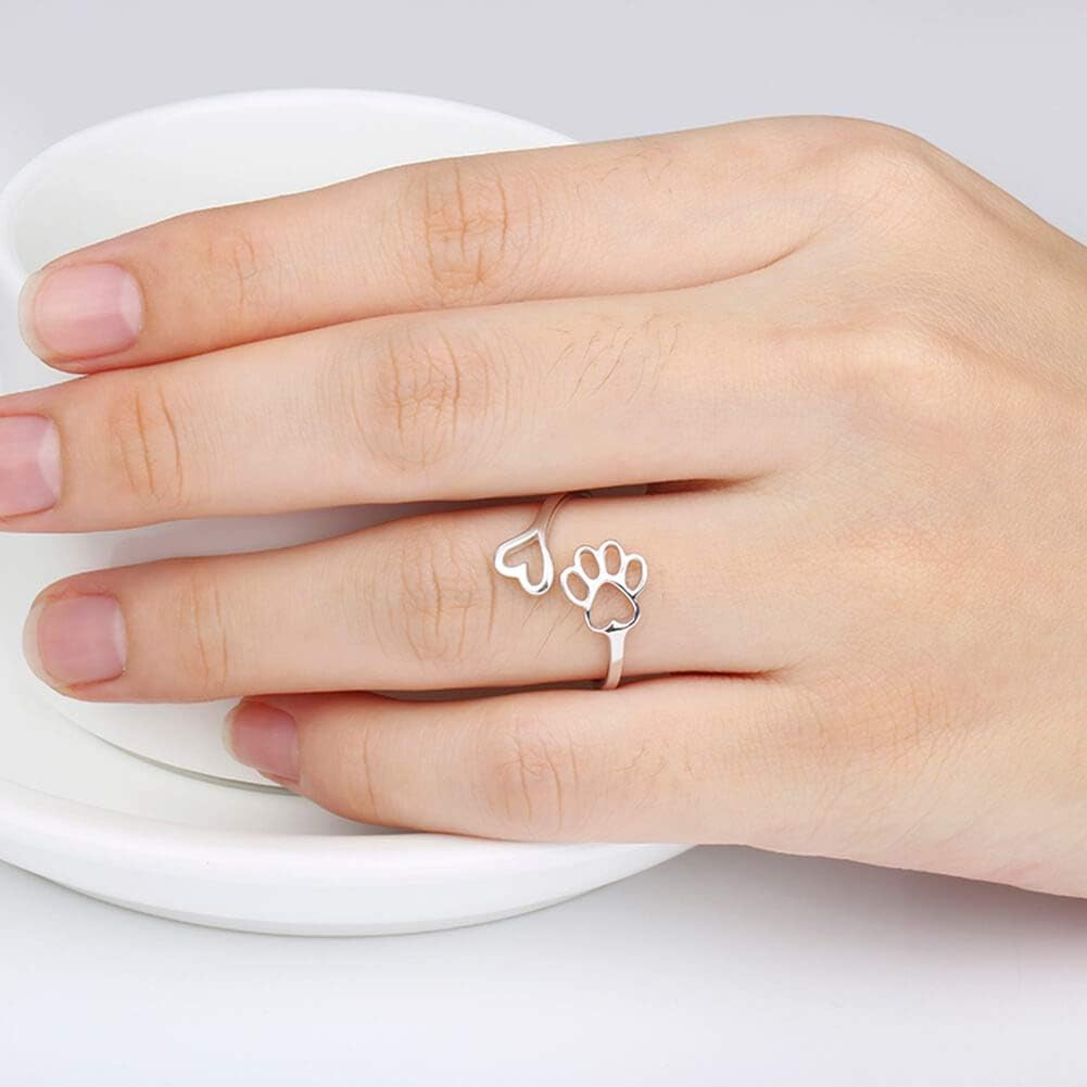 Bague Patte et Cœur Faite Main – Argent Sterling 925 Réglable
