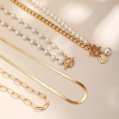 Set de Collier Chaîne Serpent avec Perles Vintage | Or