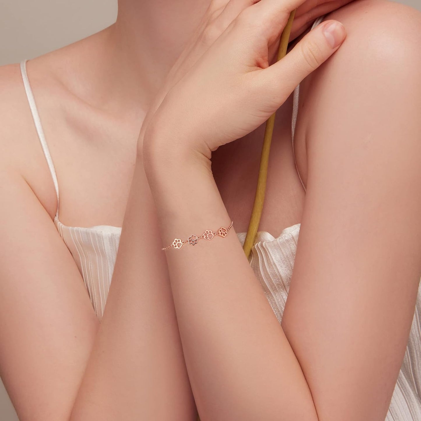 Bracelet Empreinte Patte en Argent Sterling – Taille Réglable