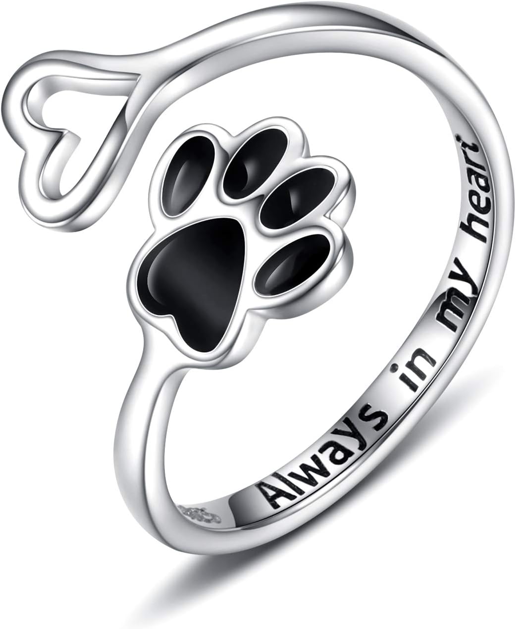 Bague Patte et Cœur Faite Main – Argent Sterling 925 Réglable