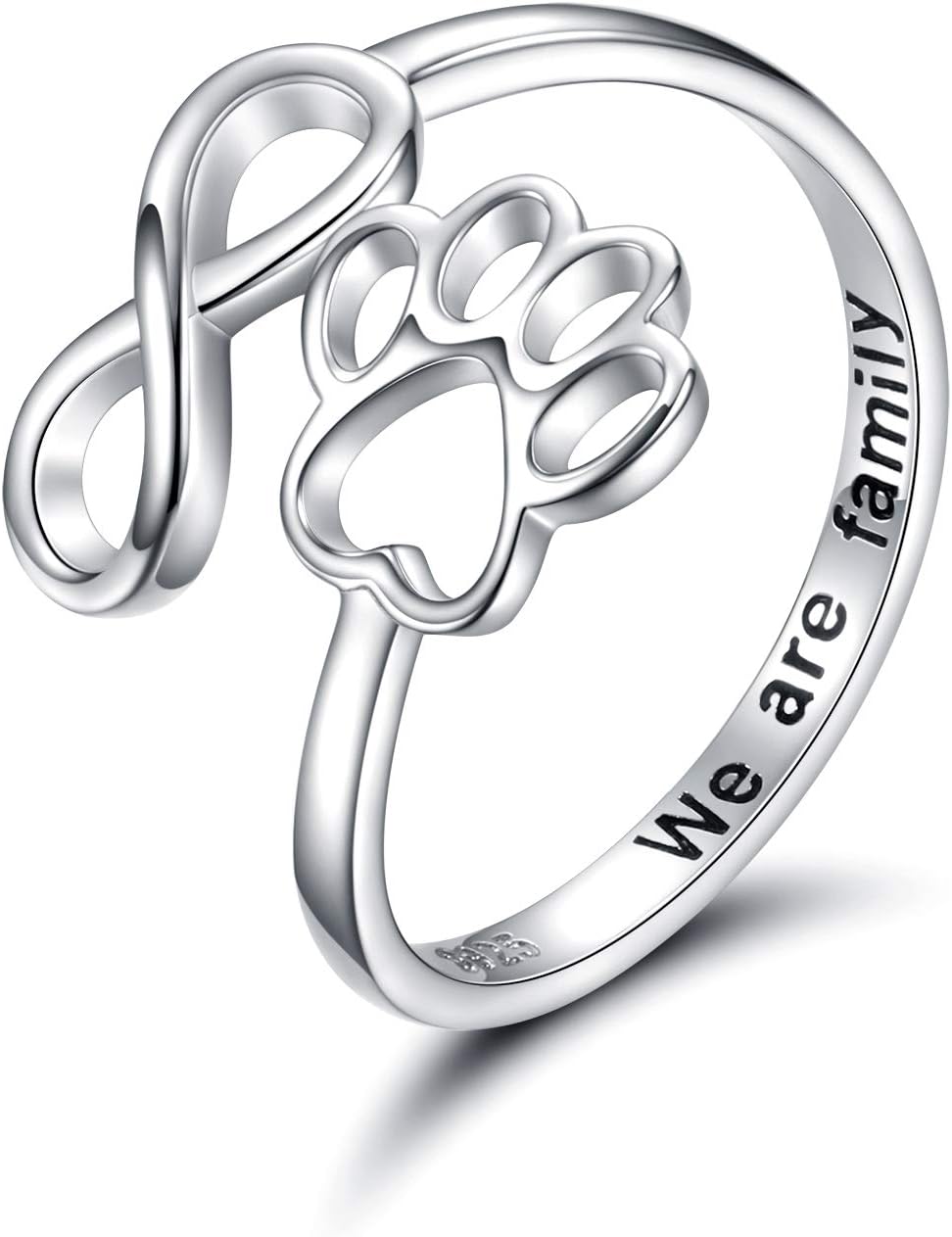 Bague Patte et Cœur Faite Main – Argent Sterling 925 Réglable