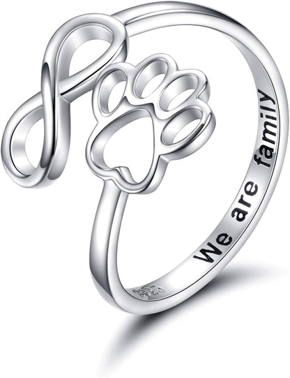 Bague Patte et Cœur Faite Main – Argent Sterling 925 Réglable