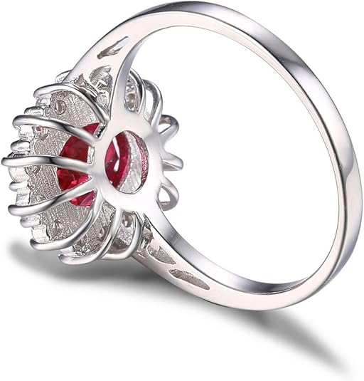 Classic Ruby Halo Bague | Or Blanc