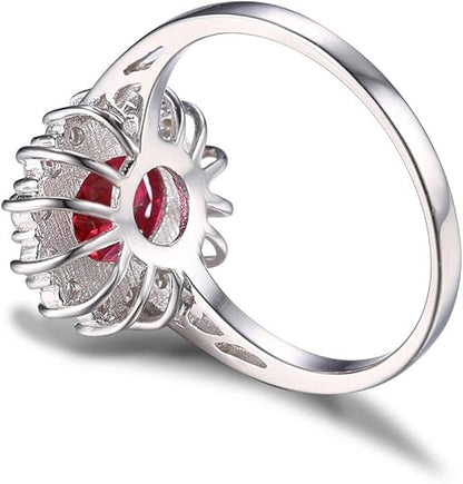 Classic Ruby Halo Bague | Or Blanc