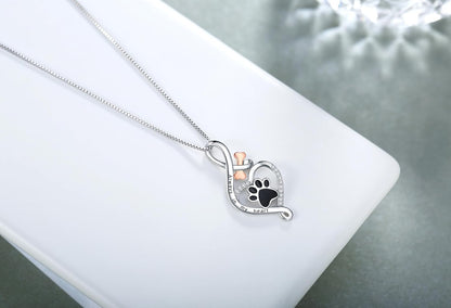 Collier Patte Chanceuse avec Cœur, Os et Infini – Pendentif « Toujours dans mon Cœur »