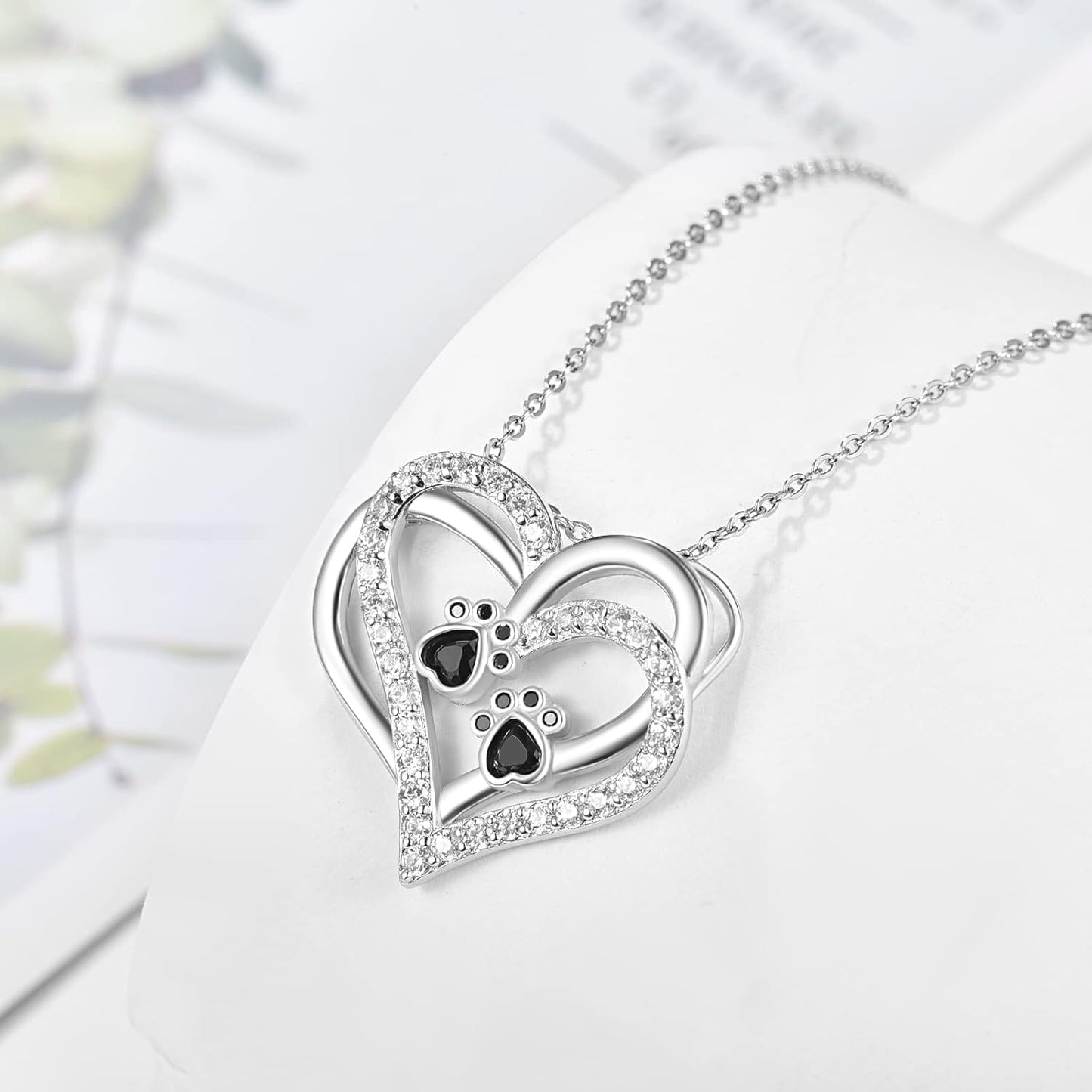 Collier Patte de Chien Cœur avec Zircone