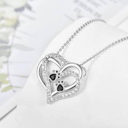 Collier Patte de Chien Cœur avec Zircone