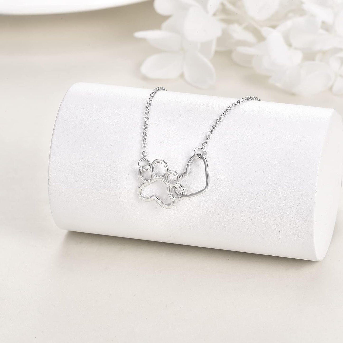 Collier Empreinte Patte en Argent Sterling – Pendentif Cristal Cœur