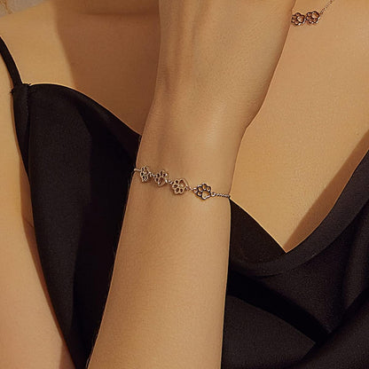 Bracelet Empreinte Patte en Argent Sterling – Taille Réglable