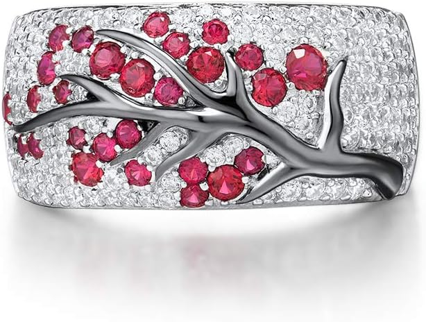 Ruby Blossom Tree Bague | Or Blanc