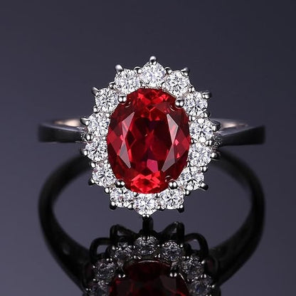 Classic Ruby Halo Bague | Or Blanc