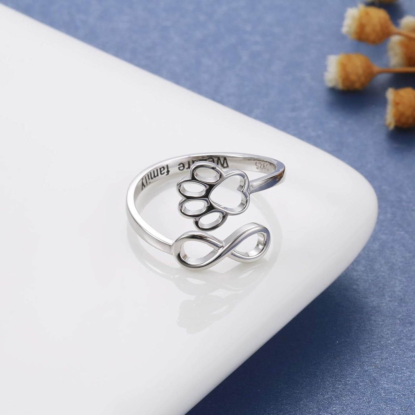 Bague Patte et Cœur Faite Main – Argent Sterling 925 Réglable