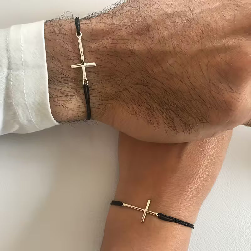 Bracelet couple Croix tressée