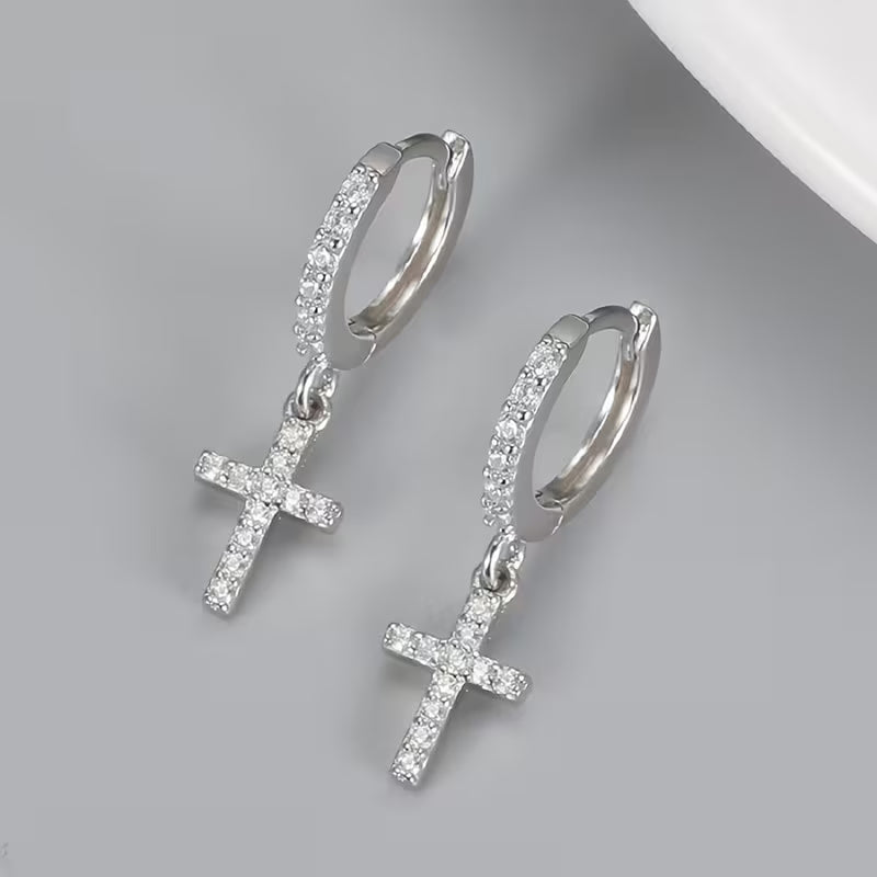 Boucles d'oreilles Croix en zirconium