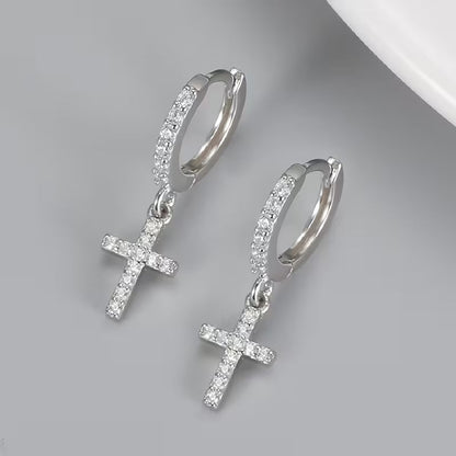 Boucles d'oreilles Croix en zirconium