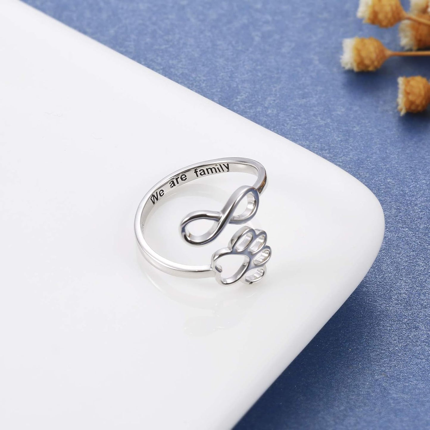 Bague Patte et Cœur Faite Main – Argent Sterling 925 Réglable