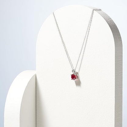 Round Cut Collier Rubis | Or Blanc