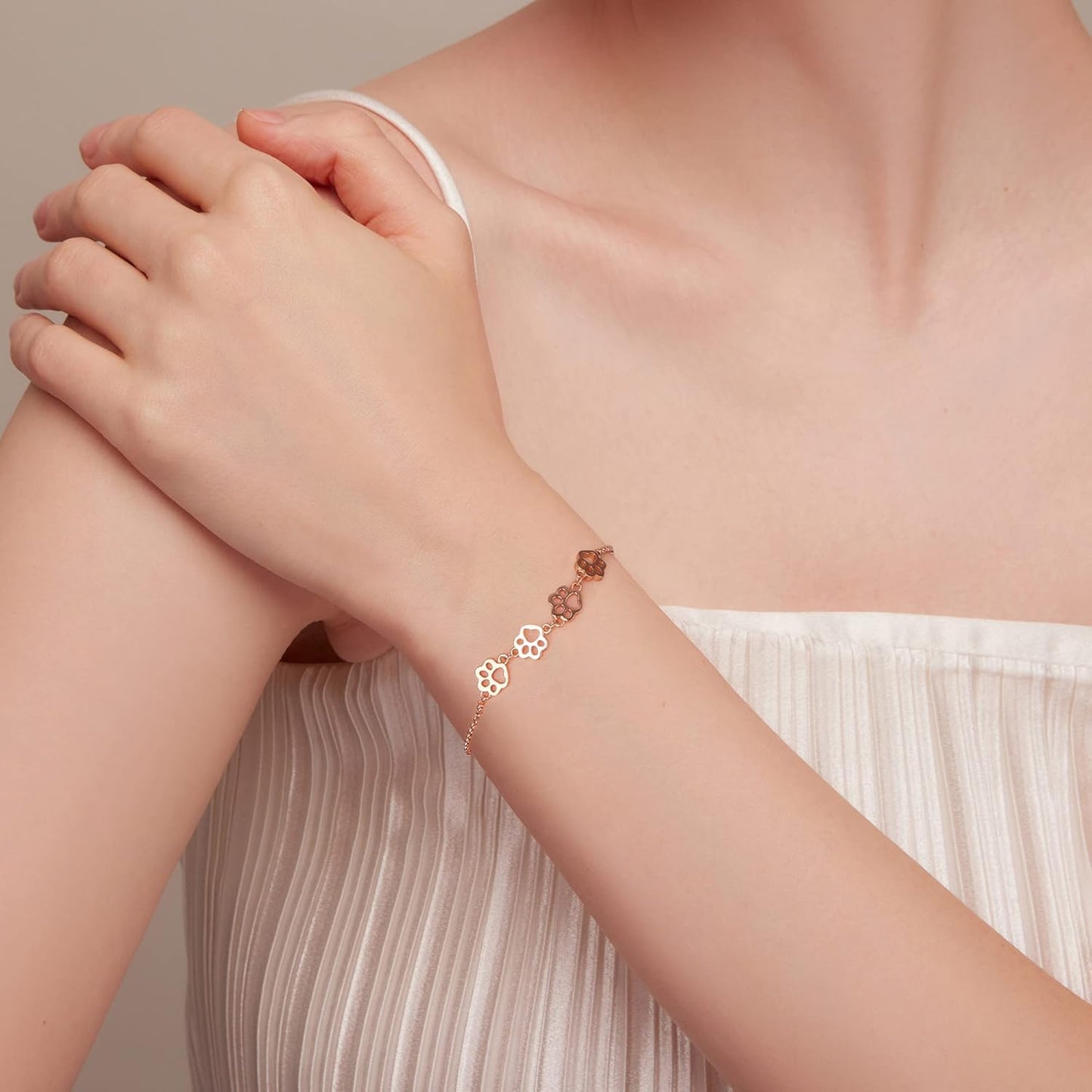 Bracelet Empreinte Patte en Argent Sterling – Taille Réglable