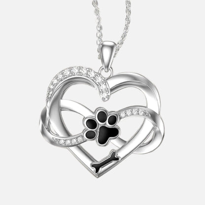 Collier Cœur Infini et Patte en Argent Sterling 925 avec Zircone