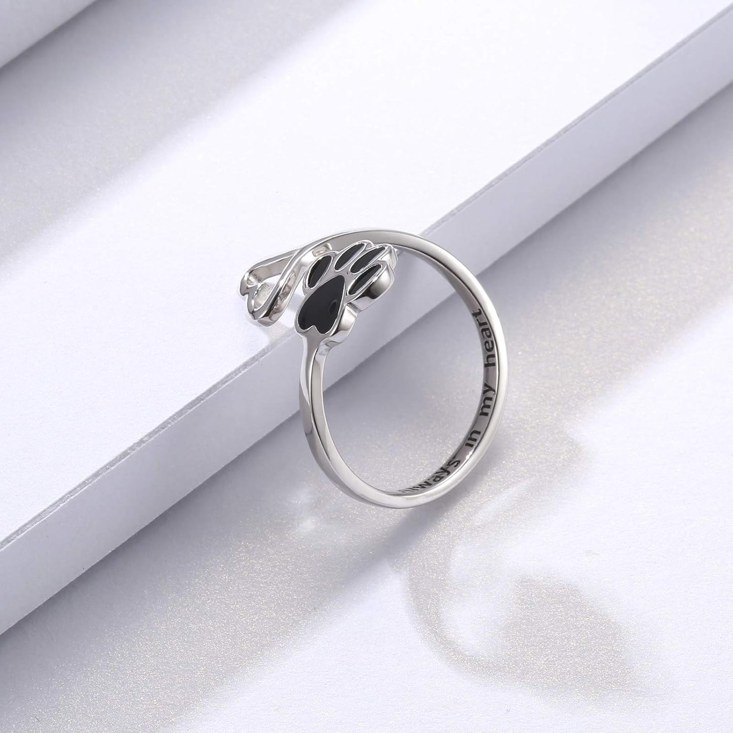 Bague Patte et Cœur Faite Main – Argent Sterling 925 Réglable