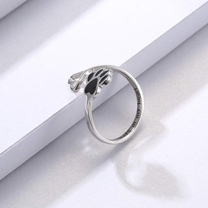 Bague Patte et Cœur Faite Main – Argent Sterling 925 Réglable