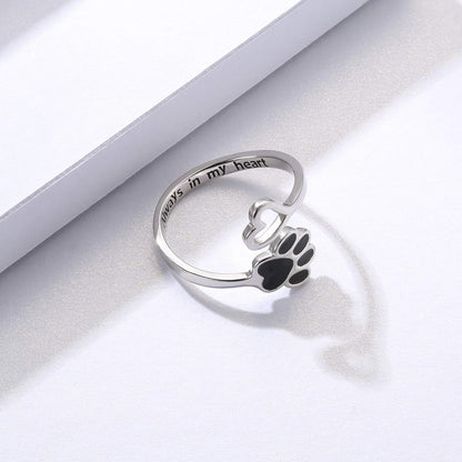 Bague Patte et Cœur Faite Main – Argent Sterling 925 Réglable