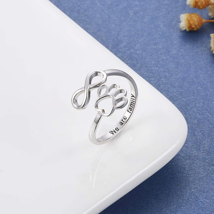 Bague Patte et Cœur Faite Main – Argent Sterling 925 Réglable