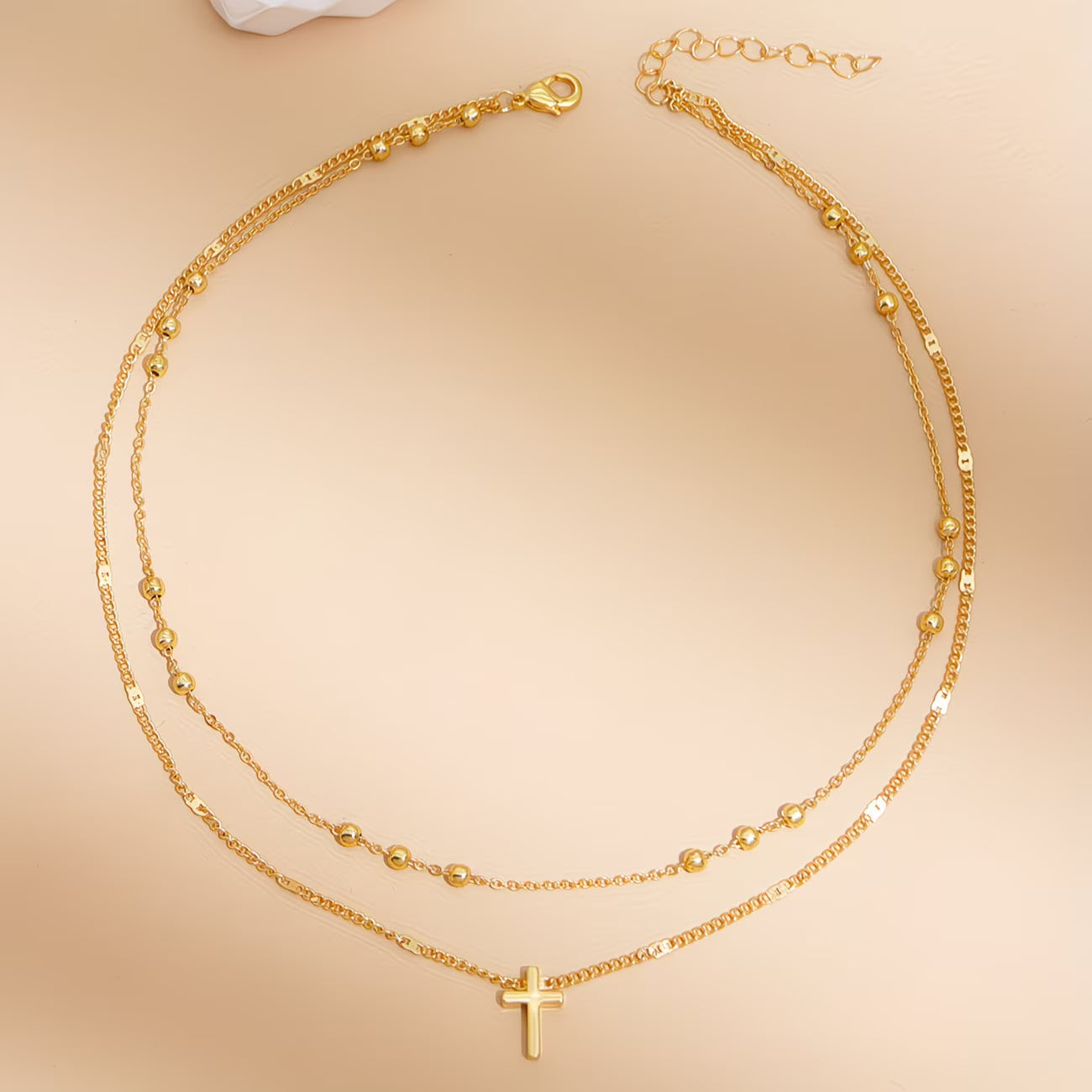 Collier Croix vintage à double couche