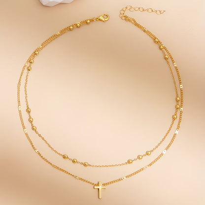 Collier Croix vintage à double couche