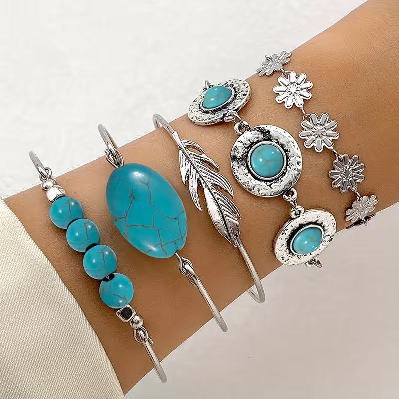 Ensemble de 5 bracelets bohèmes vintage