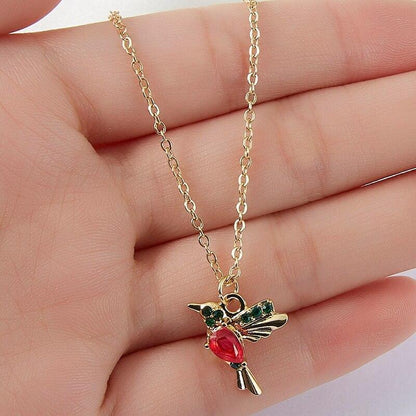Collier Colibri Émail et Zirconia