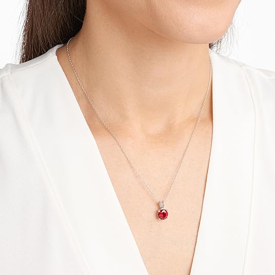 Round Cut Collier Rubis | Or Blanc