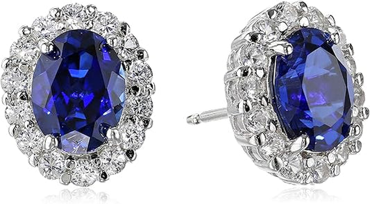 Boucles d'oreilles stud ovales en saphir blanc | Or Blanc