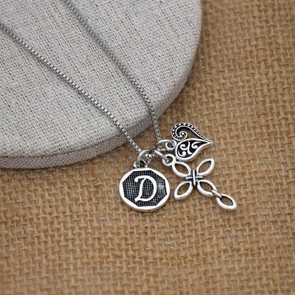 Collier Croix et cœur avec initiale