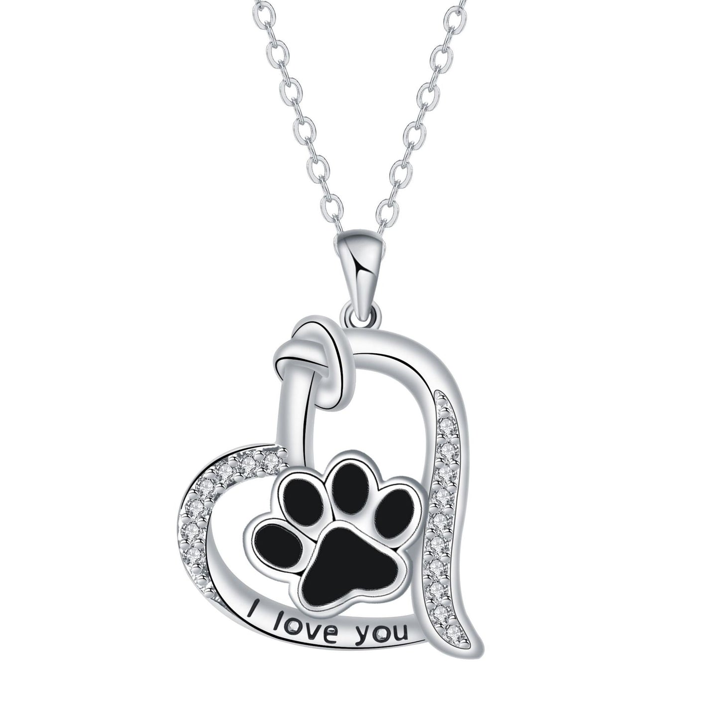 Collier Empreinte Patte de Chien Cœur avec Zircone
