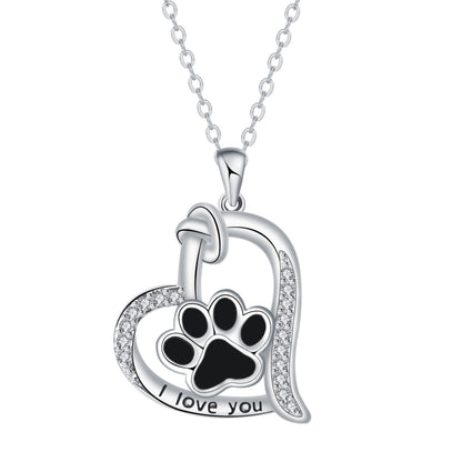 Collier Empreinte Patte de Chien Cœur avec Zircone