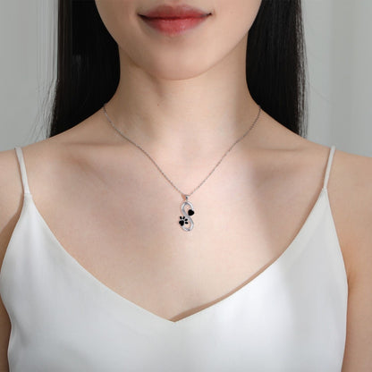 Collier Symbole Infini Cœurs Empreinte Patte