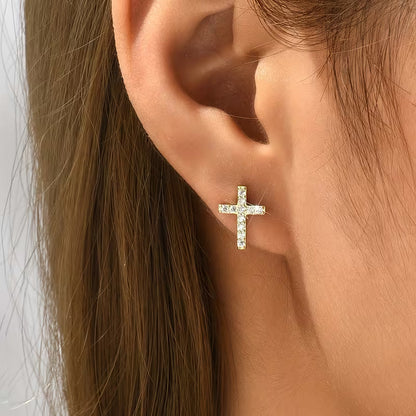 Boucles d'oreilles Croix minimalistes à tige