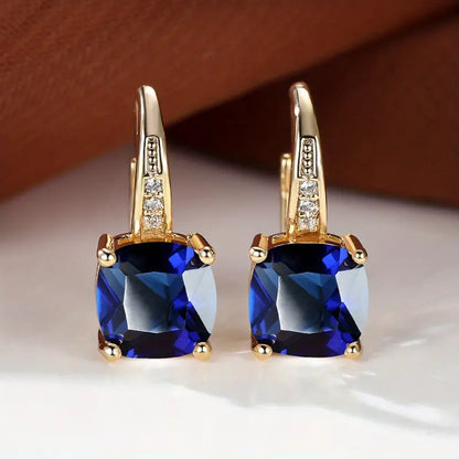 Boucles d'oreilles cercles en pierre de saphir mystique | Or