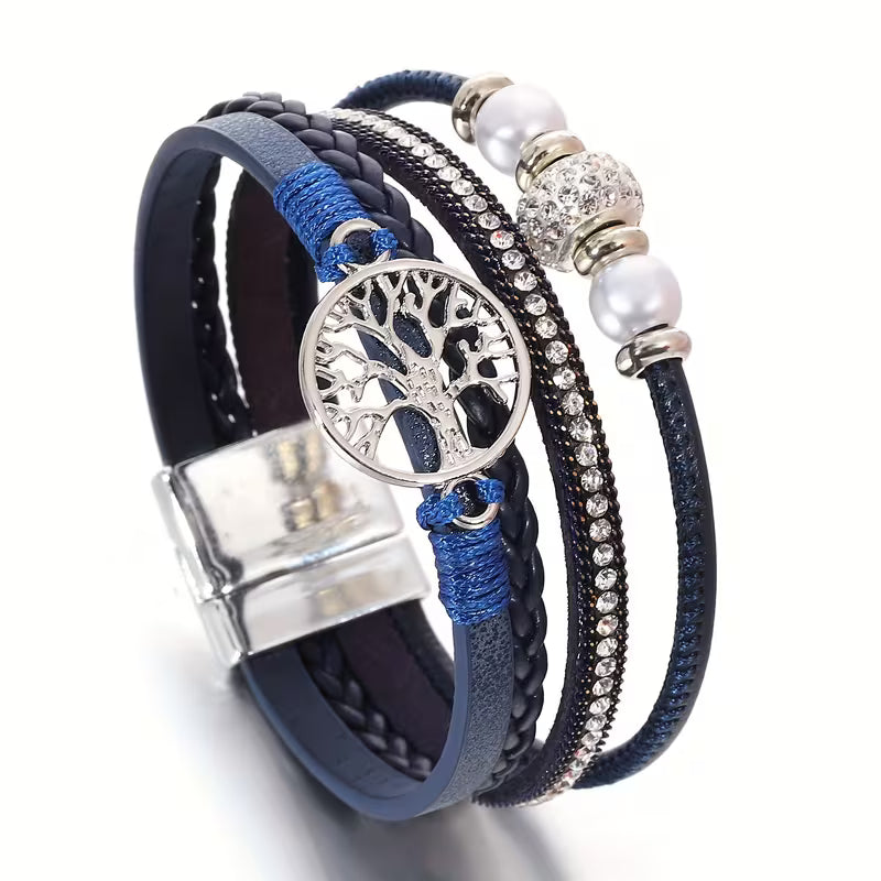 Bracelet élégant multicouche arbre de vie