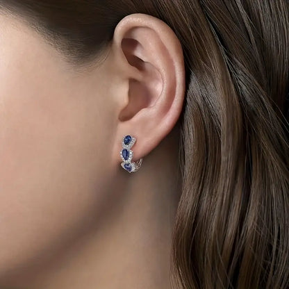 Boucles d'oreilles blason royal en saphir | Or Blanc
